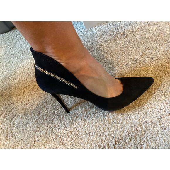 Nine West Women's Felycia Black Suede Pointed Toe Heel Zipper Detail 9.5 - Picture 7 of 9